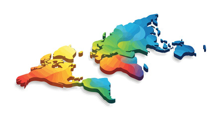 Colorful World Map Illustration with Continents and Global Representation. © Ika