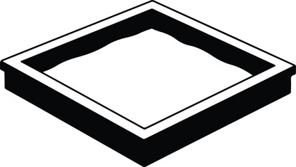 Vector sand tray isometric top view sandbox silhouette Illustrator
