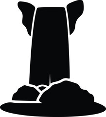 Vector Waterfall natural landscape with rocks and water silhouette Illustrator