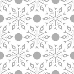 Seamless pattern with gray snowflakes on a white background