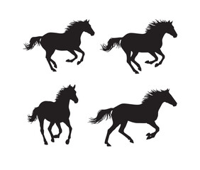 Running Horse Silhouette Vector Set