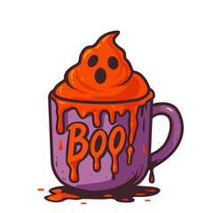 A cup with a magical drink or potion with a ghost face and the inscription 