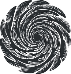 A dynamic black and white swirl pattern creating a mesmerizing vortex effect.