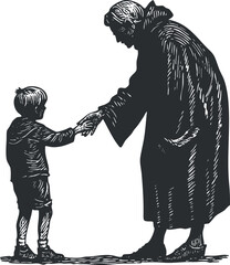 A child reaching out to an adult for guidance and connection in a heartfelt moment.