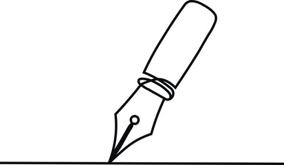 Continuous one line drawing writing pen isolated minimalist linear illustration made of single line vector illustration, Design Process Continuous Line Editable Stroke Icon