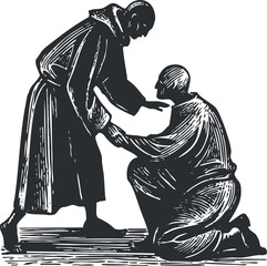A graphic depiction of compassion and support showcasing a figure helping another in need.