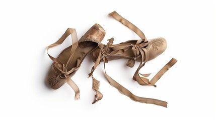 Worn vintage pointe shoes telling a story of dance and dedication