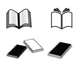 Open and Closed Book Vector Icons Set