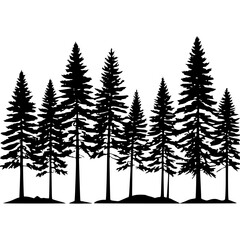 Obraz premium Silhouette of pine trees forest vector illustration nature outdoor scene