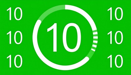 Green circular progress bar with the number 10