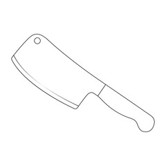 Vector cleaver outline illustration. Perfect for kitchen tools, butcher shop designs, culinary projects, icons, and food-related graphic elements.