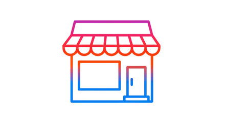 Colorful Gradient Illustration of a Simple Shopfront Building.