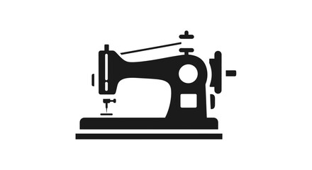 Vintage Sewing Machine Icon Silhouette.
