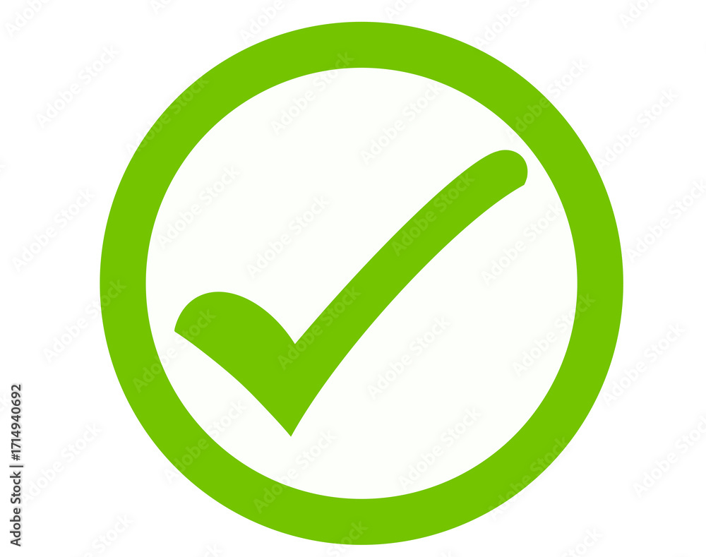 Poster green check mark inside a circle, isolated on transparent background