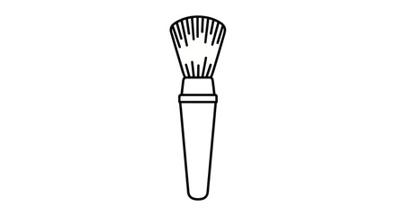 Line Art Illustration of a Makeup Powder Brush.