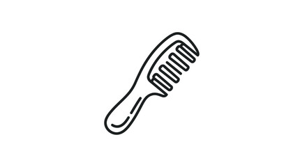 Simple Black Outline Comb Icon for Hair Styling and Grooming.