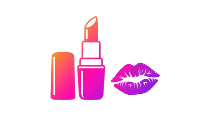 Obraz premium Vibrant Lipstick Tube and Kiss Mark Illustration Beauty Concept.