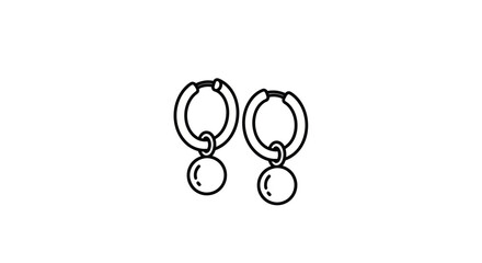 Minimalist Line Art Hoop Earrings with Spherical Charms.
