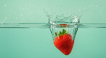 Fresh Strawberry Splash in Water High Resolution Photo