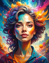 Naklejka premium Colorful portrait of a woman