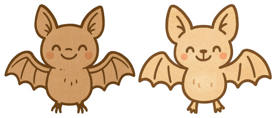 Obraz premium PNG Cute cartoon bats illustration, element set on transparent background