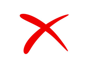 Red cross mark isolated on transparent background
