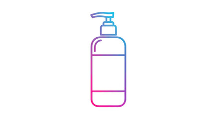 Line art illustration of a pump bottle with blank label gradient color.