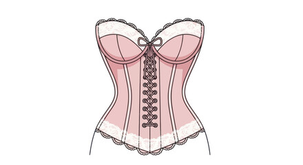 Elegant Pink Lace Corset with Front Lacing and Bow Detail.