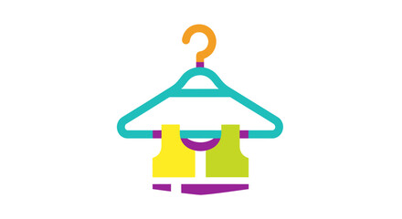 Colorful Cartoon Illustration of a Clothes Hanger and Top.