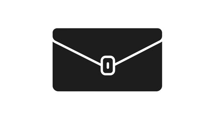 Black Silhouette of a Closed Envelope with a Clasp.