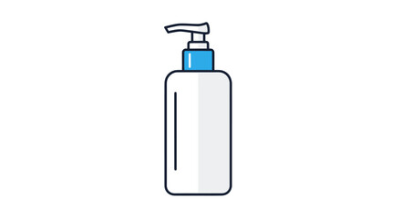 Simple White Liquid Soap Dispenser with Blue Accents.
