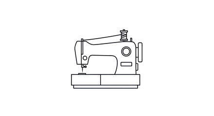 Detailed Line Art Illustration of a Modern Sewing Machine.