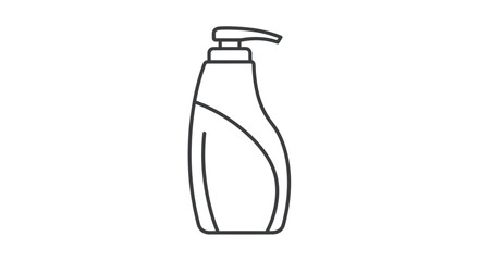 Outline Drawing of a Liquid Soap or Lotion Pump Dispenser Bottle.