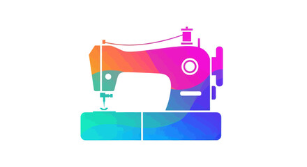 Vibrant sewing machine illustration with a modern colorful gradient design.