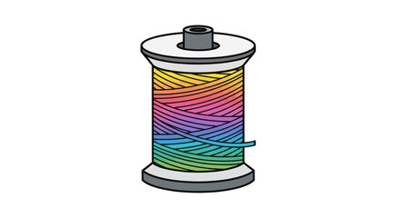 Colorful Rainbow Thread Spool for Sewing and Crafting.