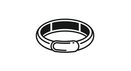 Simple Black and White Pet Collar with Buckle.