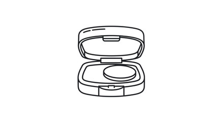 Open Compact Powder Case with Round Powder Puff.