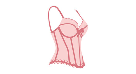 Elegant Pink Corset with Delicate Lace Trim and Adjustable Straps.