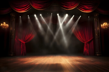 Elegant Glossy Stage with Curtains