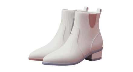 Elegant White Leather Chelsea Boots with Block Heels.