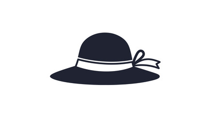 Elegant dark blue wide-brimmed hat with a white ribbon and bow.