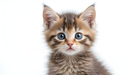 Obraz premium Adorable kitten with captivating blue eyes looking directly at the viewer, pure innocence