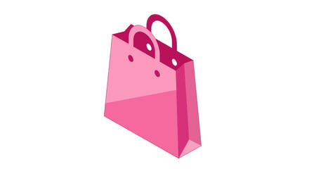 Vibrant Pink Shopping Bag with Handles Retail Purchase Icon.