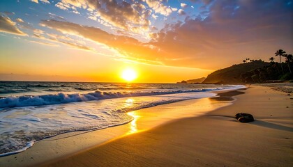Stunning sunset over a beach
