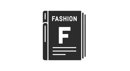 Stylized Black Fashion Magazine Icon with FASHION Title and Large F Letter.