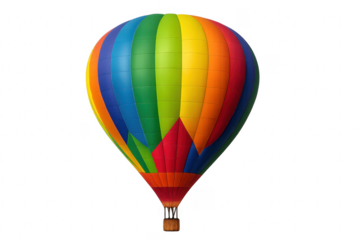Colorful hot air balloon flying on transparent background
