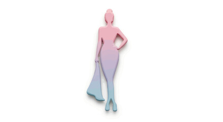 Elegant Gradient Silhouette of a Woman in a Long Dress.