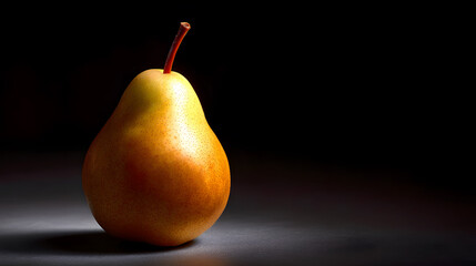 Golden Pear with a Hint of Warmth: A perfectly ripe pear basks in a gentle light, displaying its inviting texture, and evoking a sense of freshness. This photo highlights the pear's beautiful color.