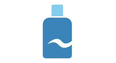 Blue Rectangular Bottle with Water Wave Design.