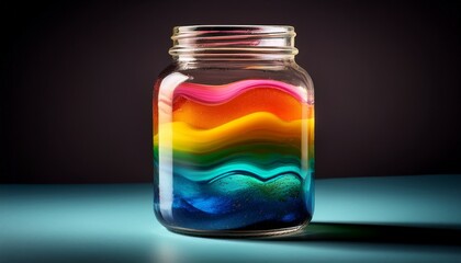 Clear Glass Jar Filled With Vibrant Colorful Layers